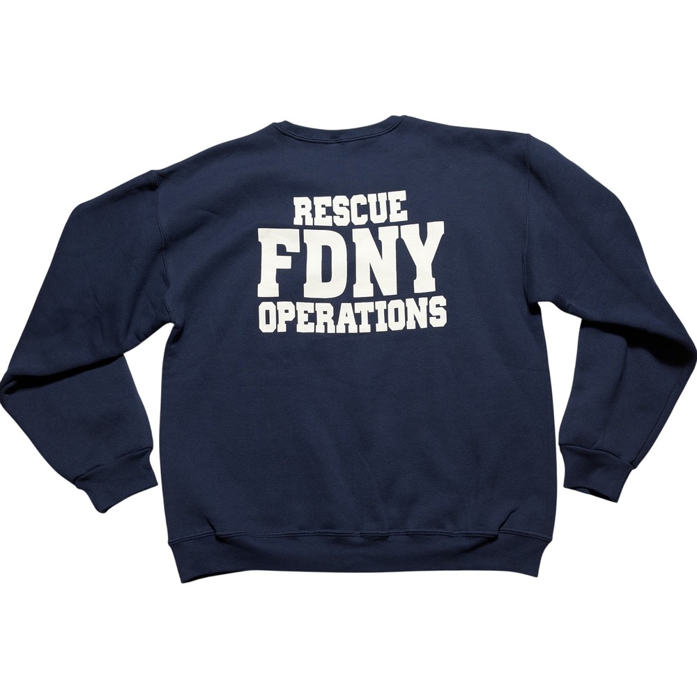 VTG 90s Pre-9/11 FDNY Rescue Operations FOTL Sweatshirt Navy Blue Large EUC